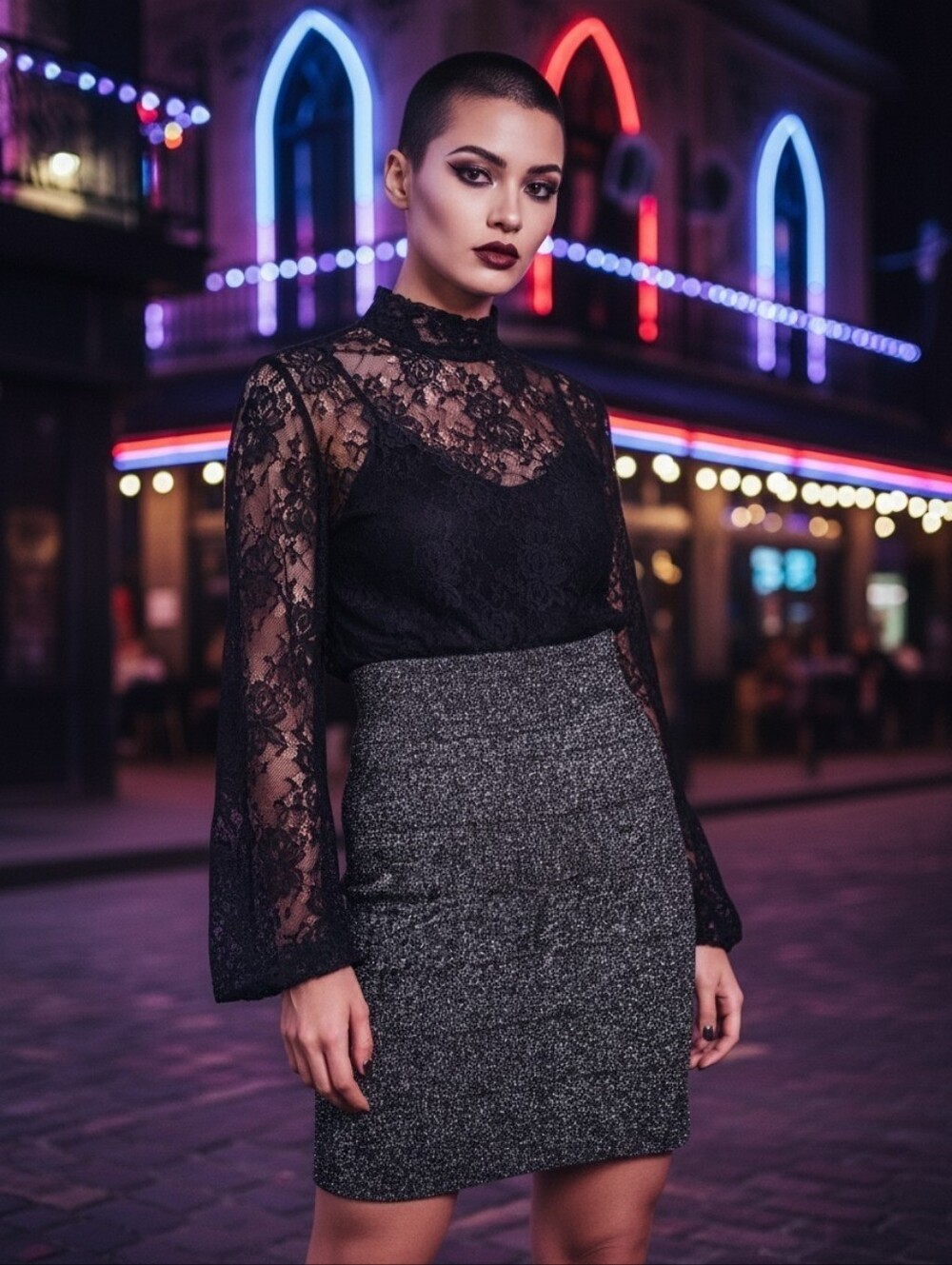 ROCK AND REPUBLIC black and silver metallic shimmer bandage bodycon mini skirt